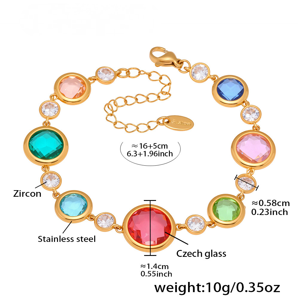 Stainless Steel Transparent Czech Glass Bracelet