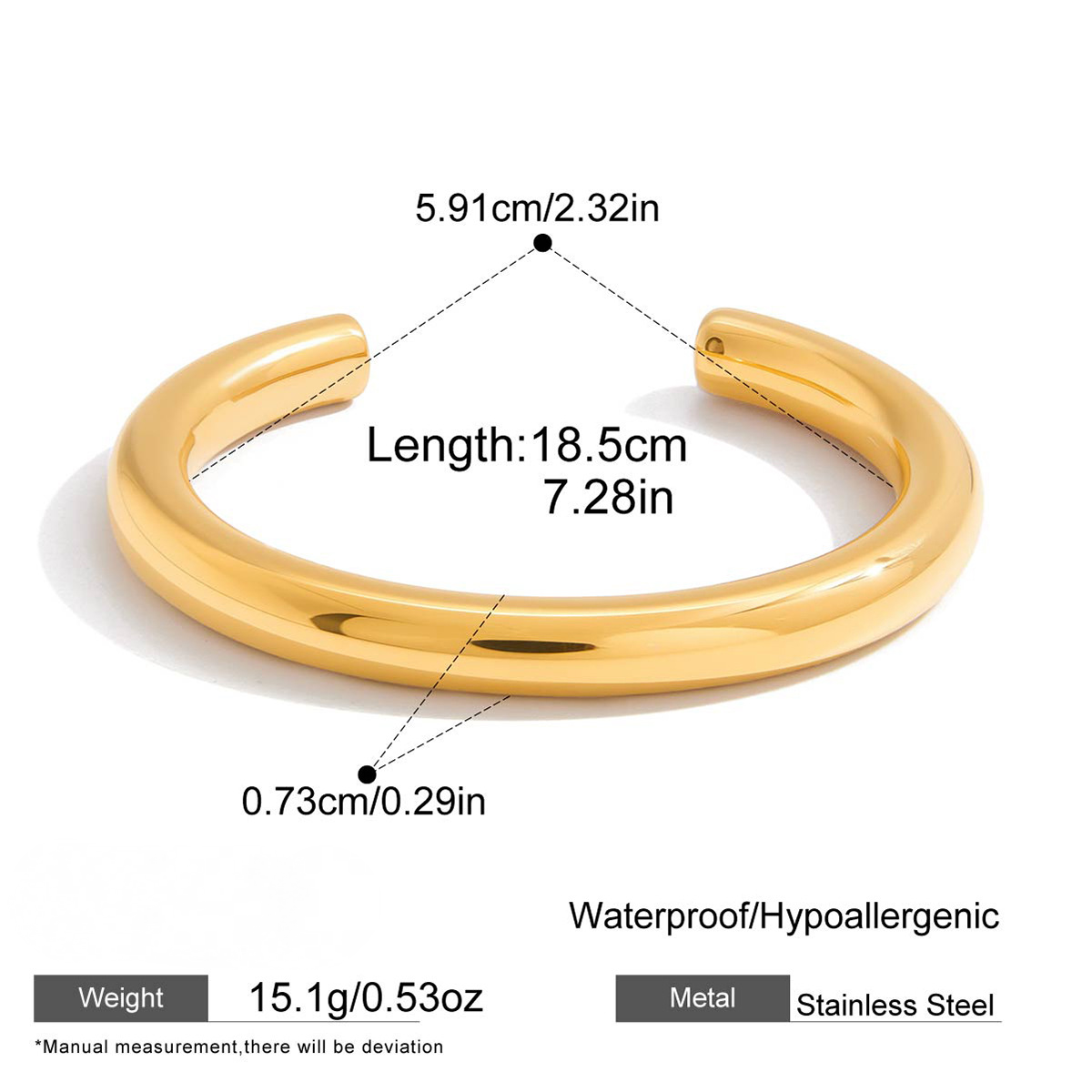 Stainless Steel Smooth Plain Ring Cuff Bracelet