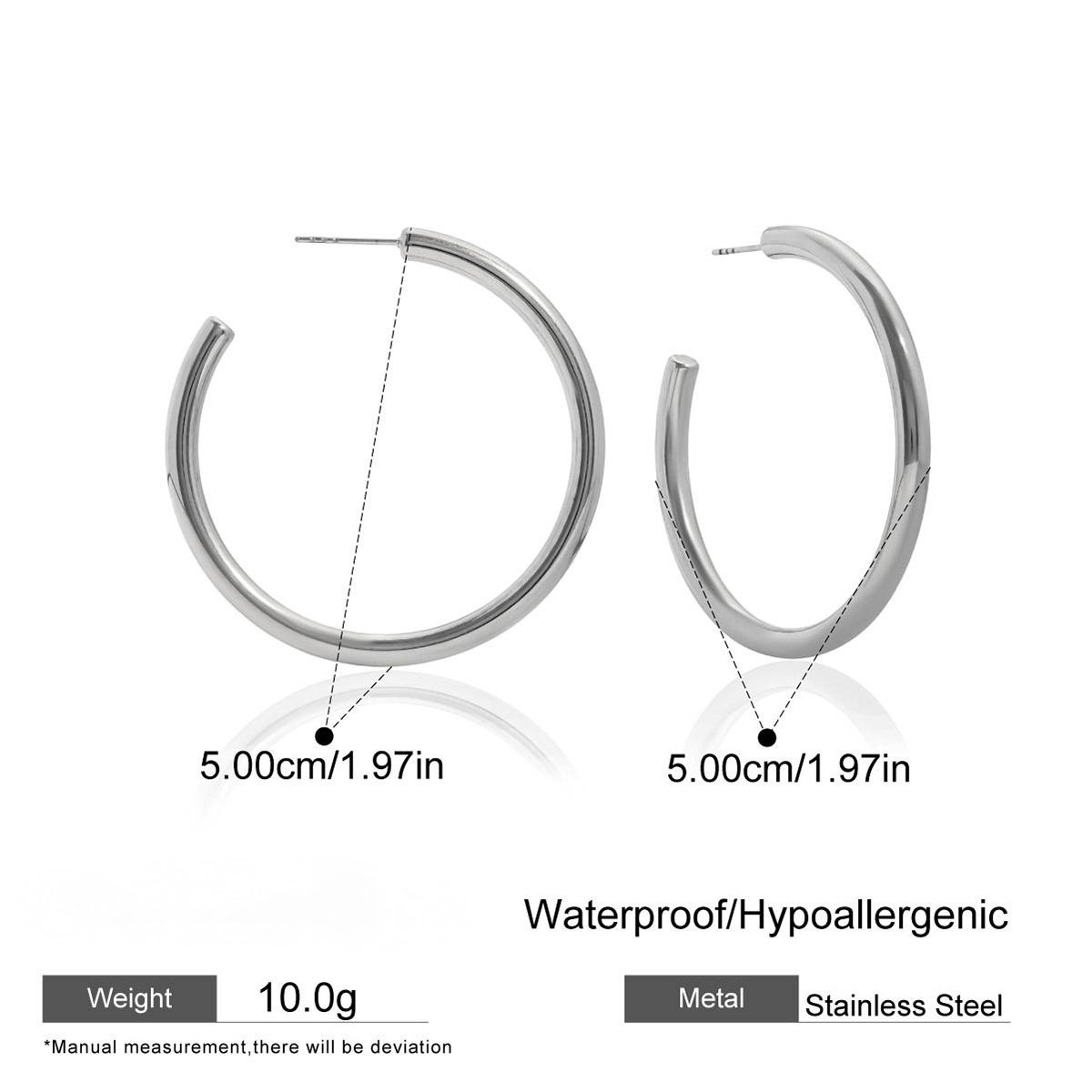 Classic Stainless Steel C-shaped Hoop Earrings