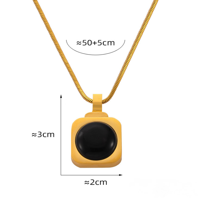Square Inlay Tiger Eye Stone Pendant Necklace Water Drop Shaped Earrings Jewelry Suit