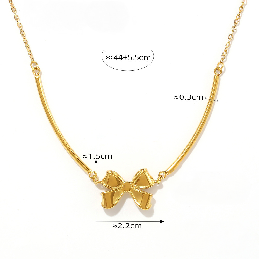 Bow Stackable Imitation Pearl Necklace Earrings Jewelry Suit
