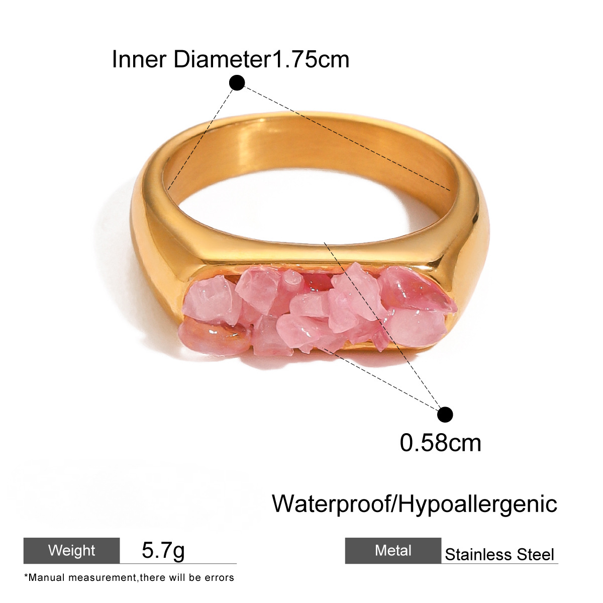 Stainless Steel Natural Stone Gravel Ring Collection