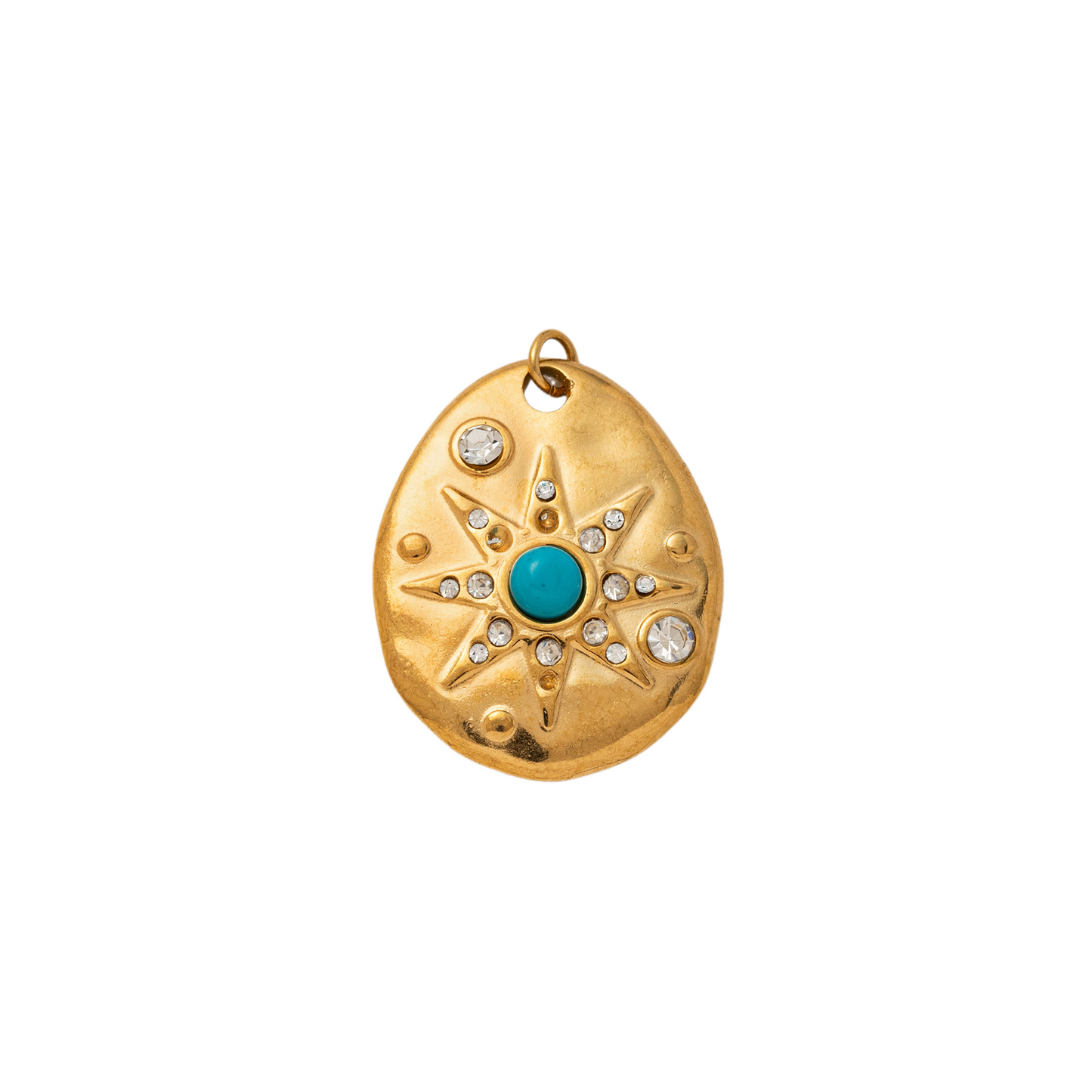 Stainless Steel Star Moon Cubic Zirconia Pendant