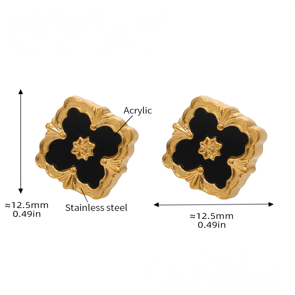 Palace Style Four-leaf Flower Bracelet Necklace Earrings Jewelry Suit
