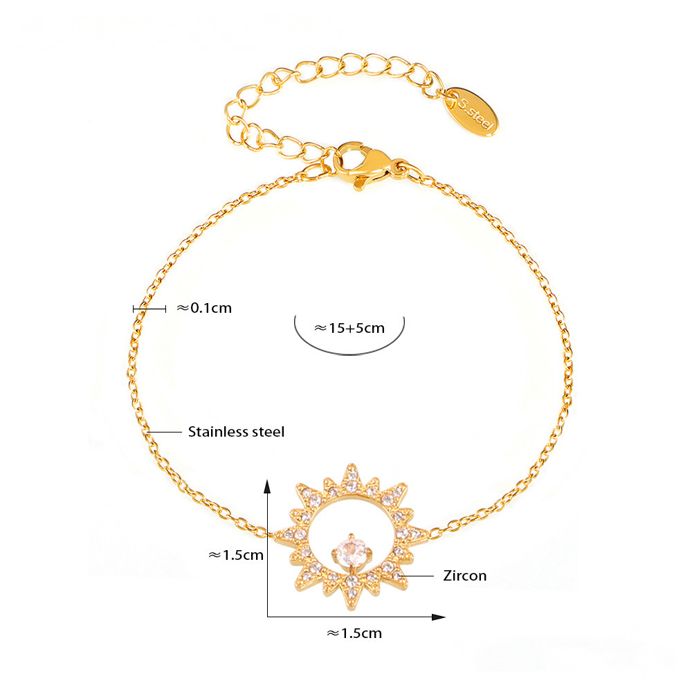 Sunflower Inlay Cubic Zirconia Stackable Necklace Bracelet Jewelry Suit