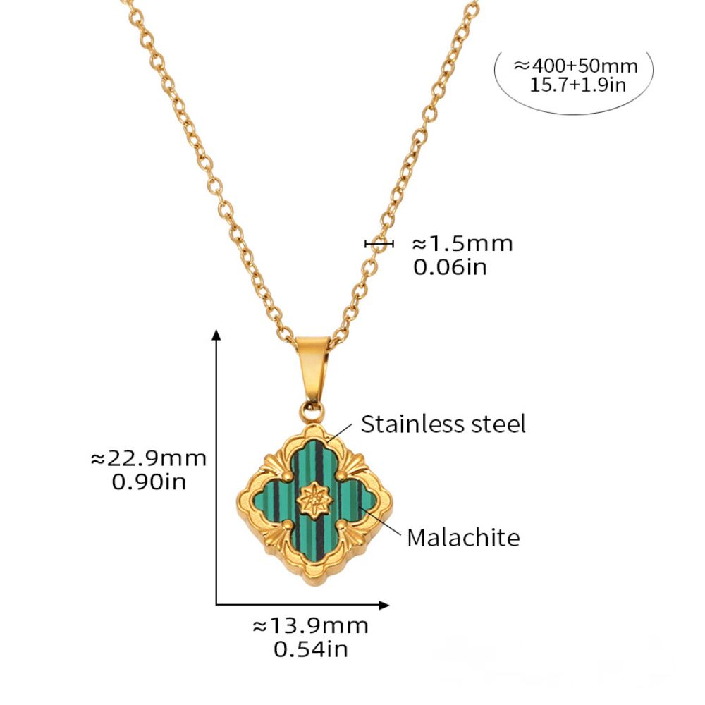 Palace Style Four-leaf Flower Bracelet Necklace Earrings Jewelry Suit