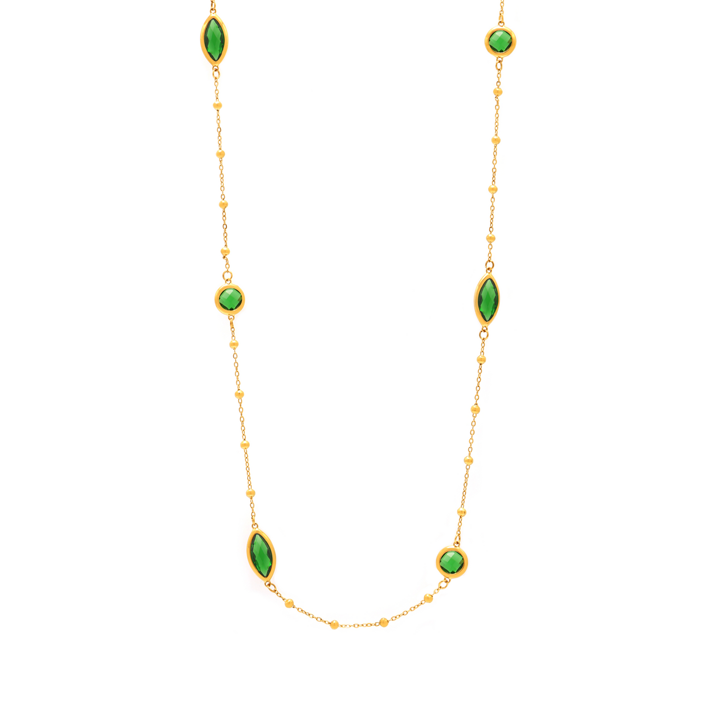 Transparent Cut Glass Small Steel Ball Long Necklace