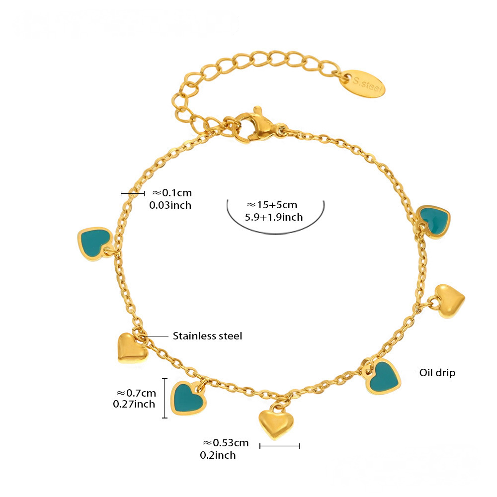 Heart Shaped Oil Drop Pendant Necklace Bracelet Jewelry Set