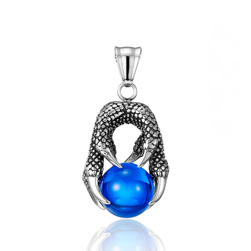 Stainless Steel Dragon Claw Bead Role Chain Necklace