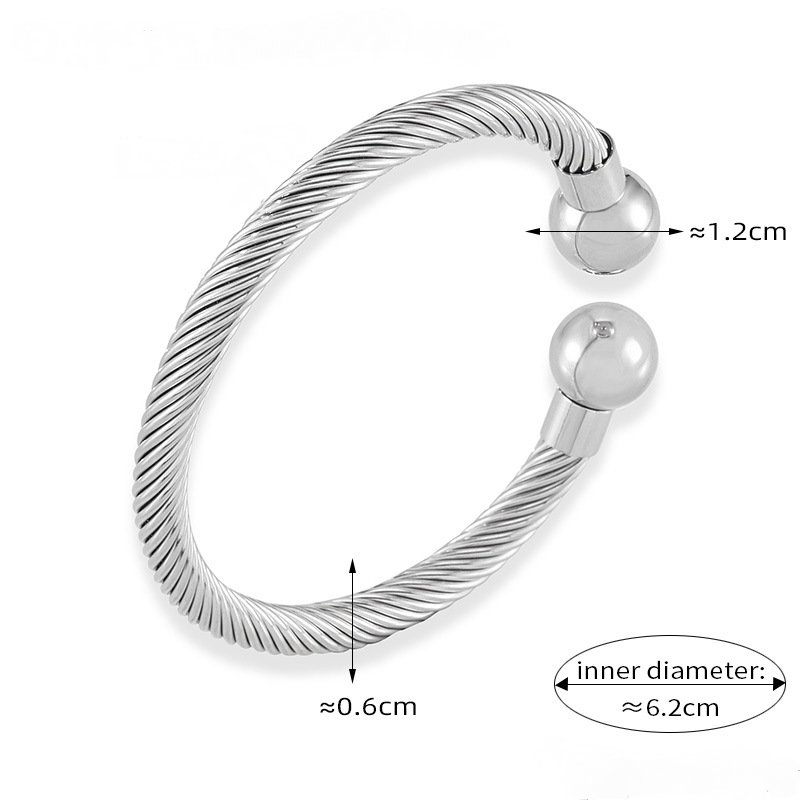 Stainless Steel Geometric Multi-layered Line Twist Texture Cuff Bracelet