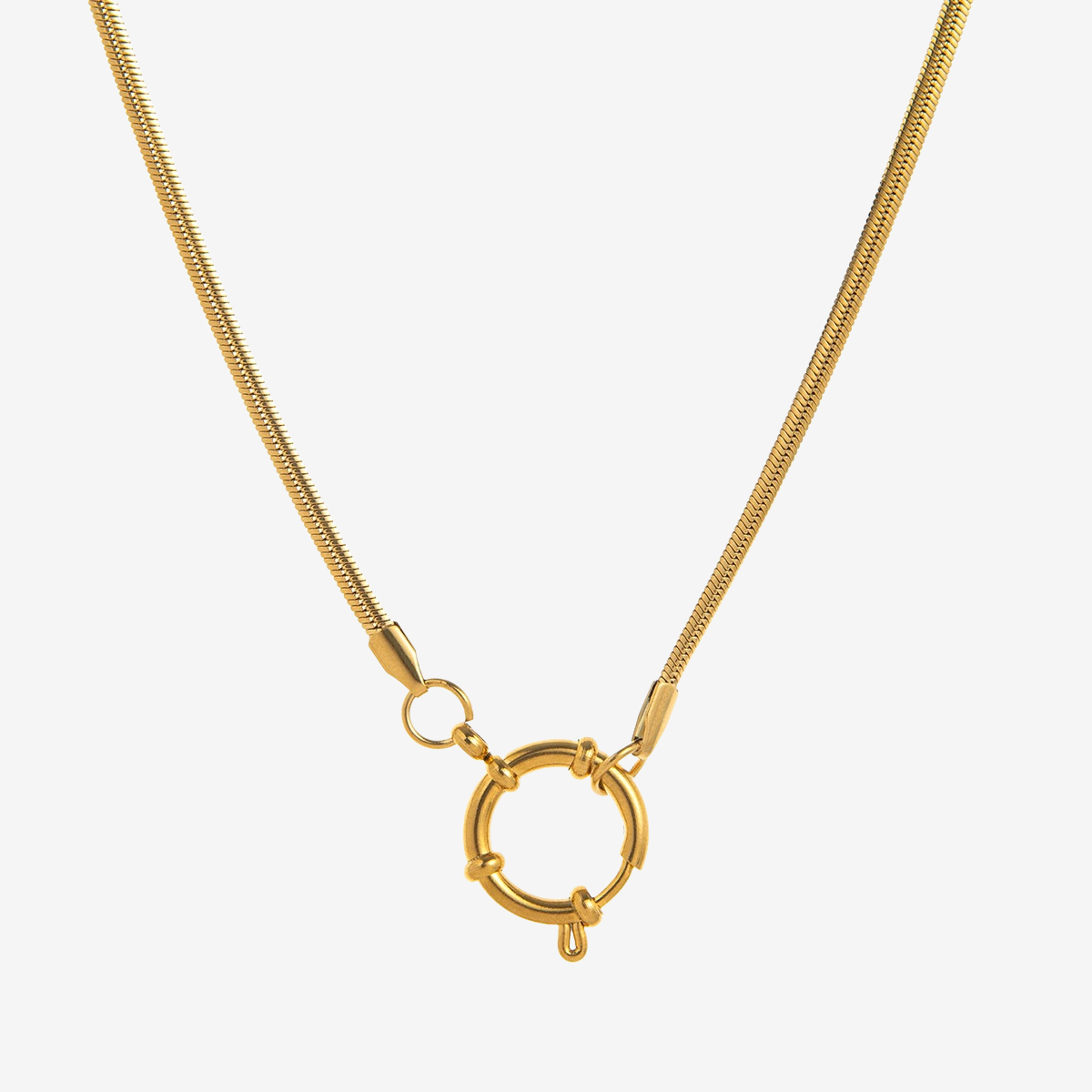Stainless Steel 18mm Sailor Buckle Flat Snake Chain Necklace