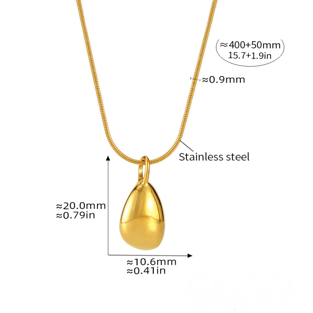 Water Drop Pendant Stainless Steel Imitation Pearl Necklace