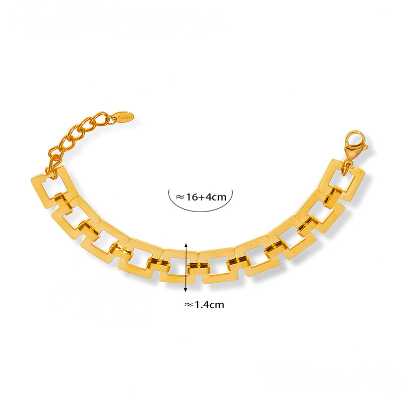 Geometric Hollow Square Stitching Stainless Steel Bracelet