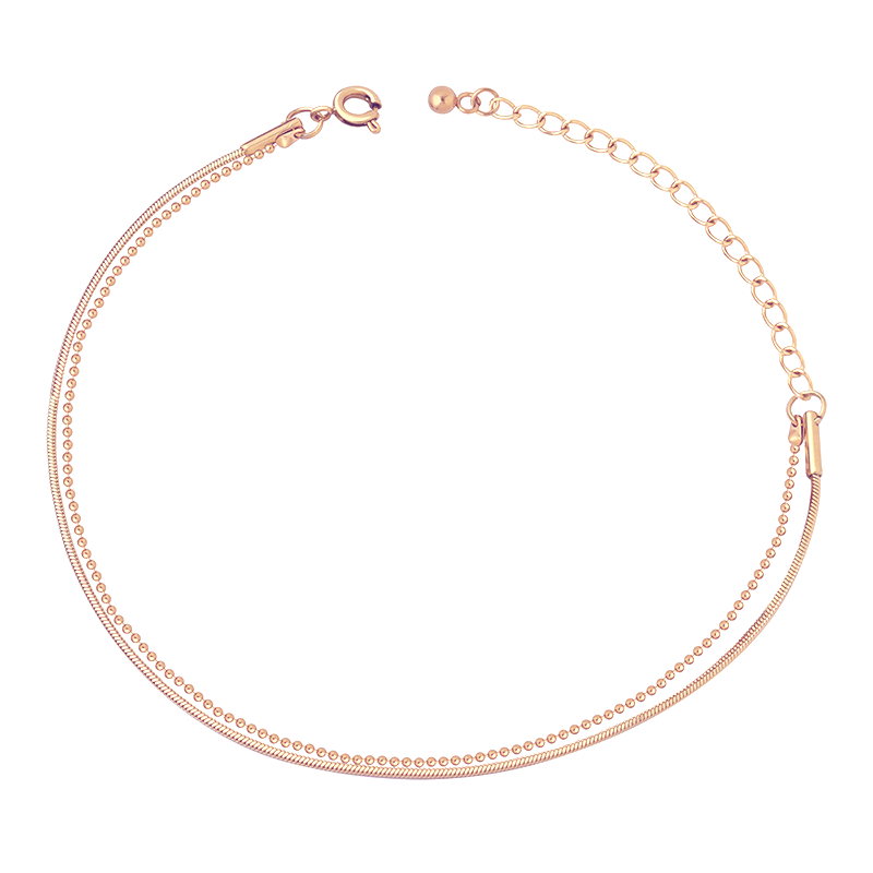 Flat Snake Chain Ball Chain Double Layer Stainless Steel Bracelet