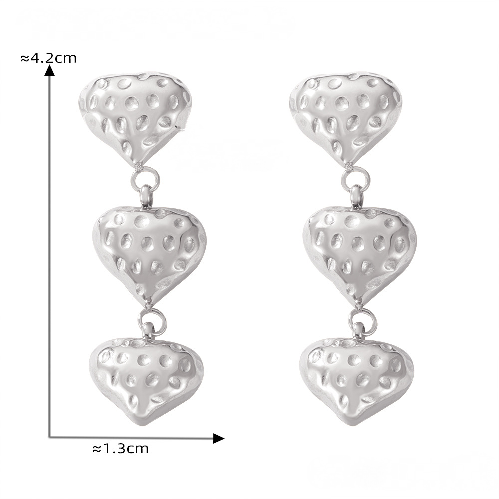 Freshwater Pearl Textured Heart Pendant Necklace Earrings Jewelry Suit