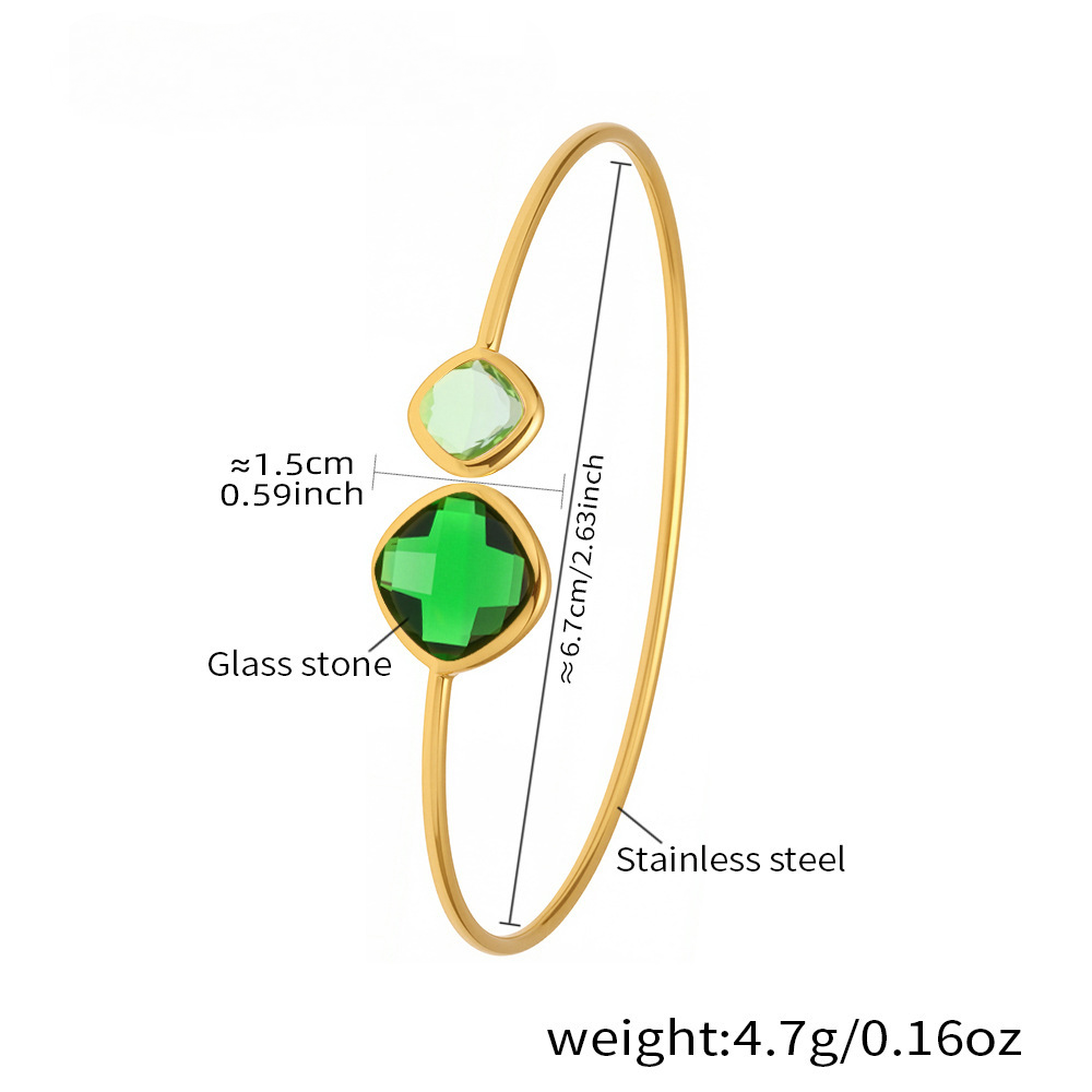 Super Flash Cut Czech Glass Stone Cuff Bracelet