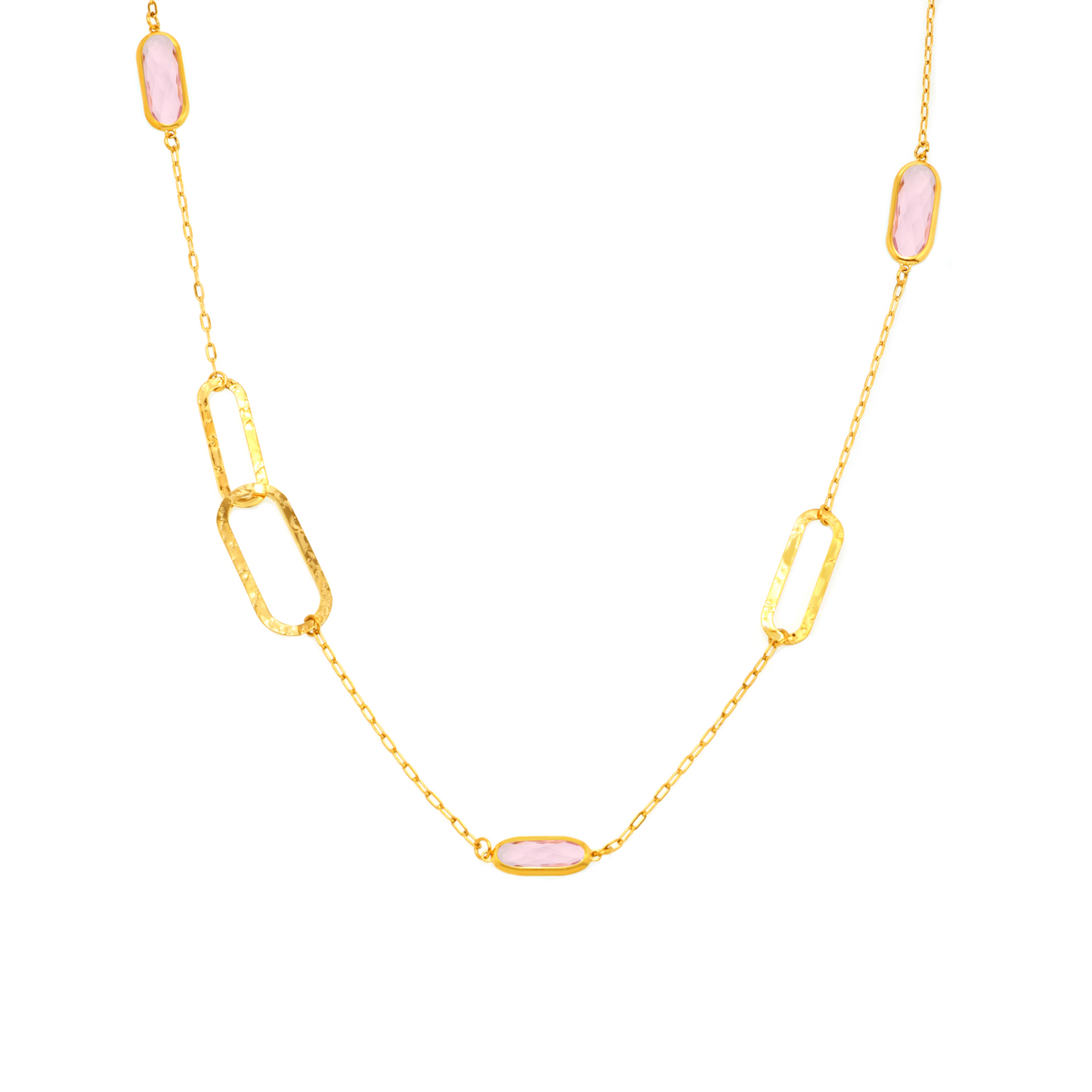 Stainless Steel Double-layer Glass Geometric Necklace