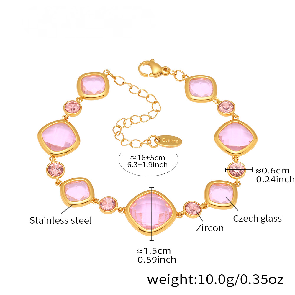 18K Gold PVD Super Flash Cut Czech Glass Bracelet