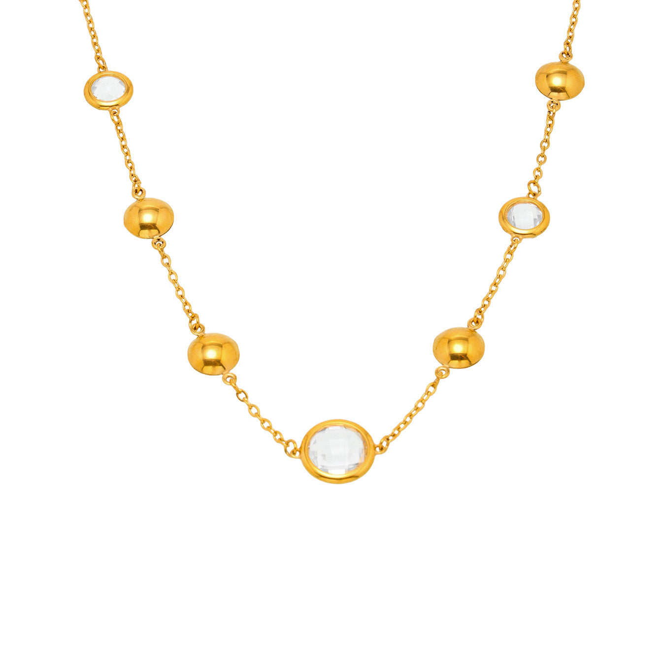 Stainless Steel Super Flash Cut Glass Necklace
