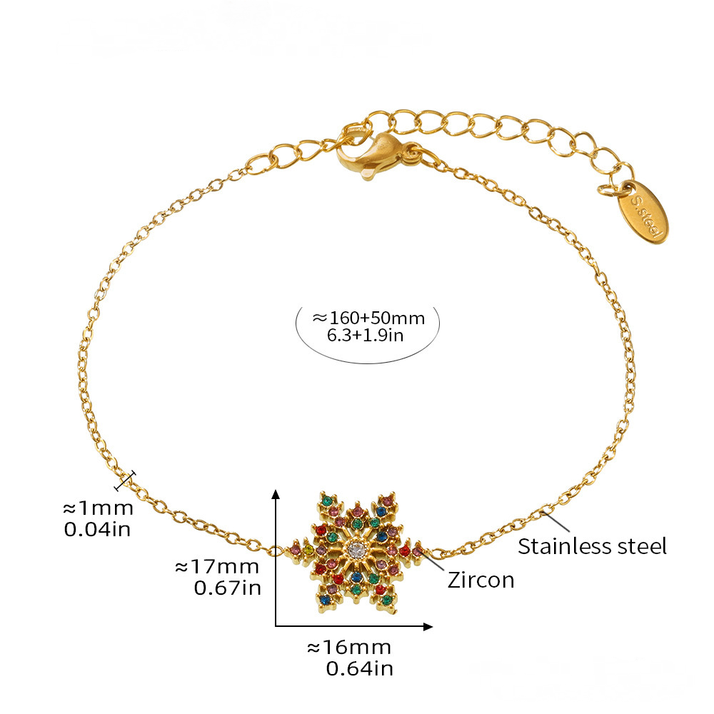 Stainless Steel Christmas Snowflake Cubic Zirconia Bracelet