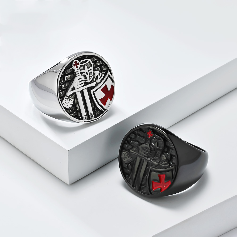 Templar Shield Crusader Stainless Steel Ring