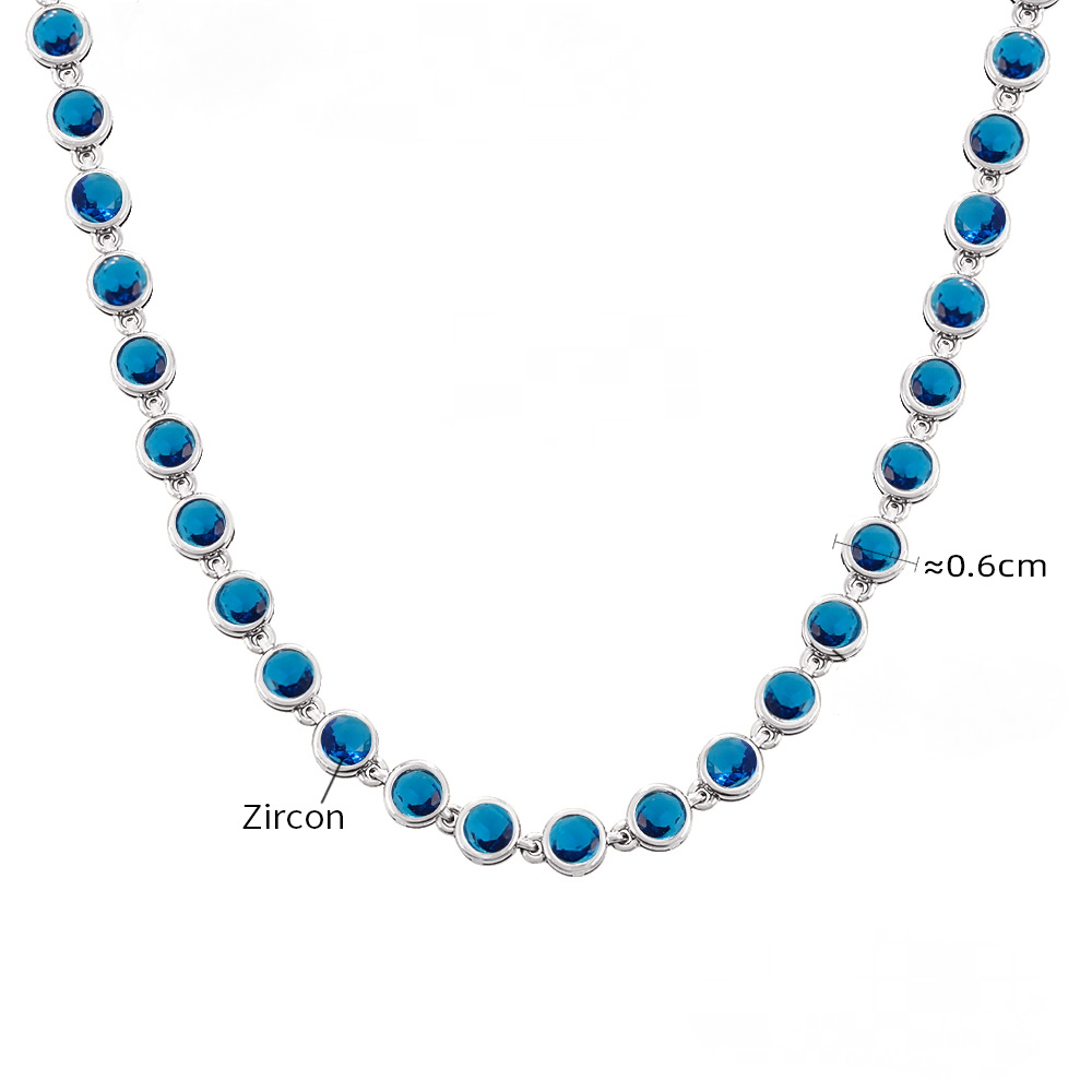 Stainless Steel Round Cubic Zirconia Necklace