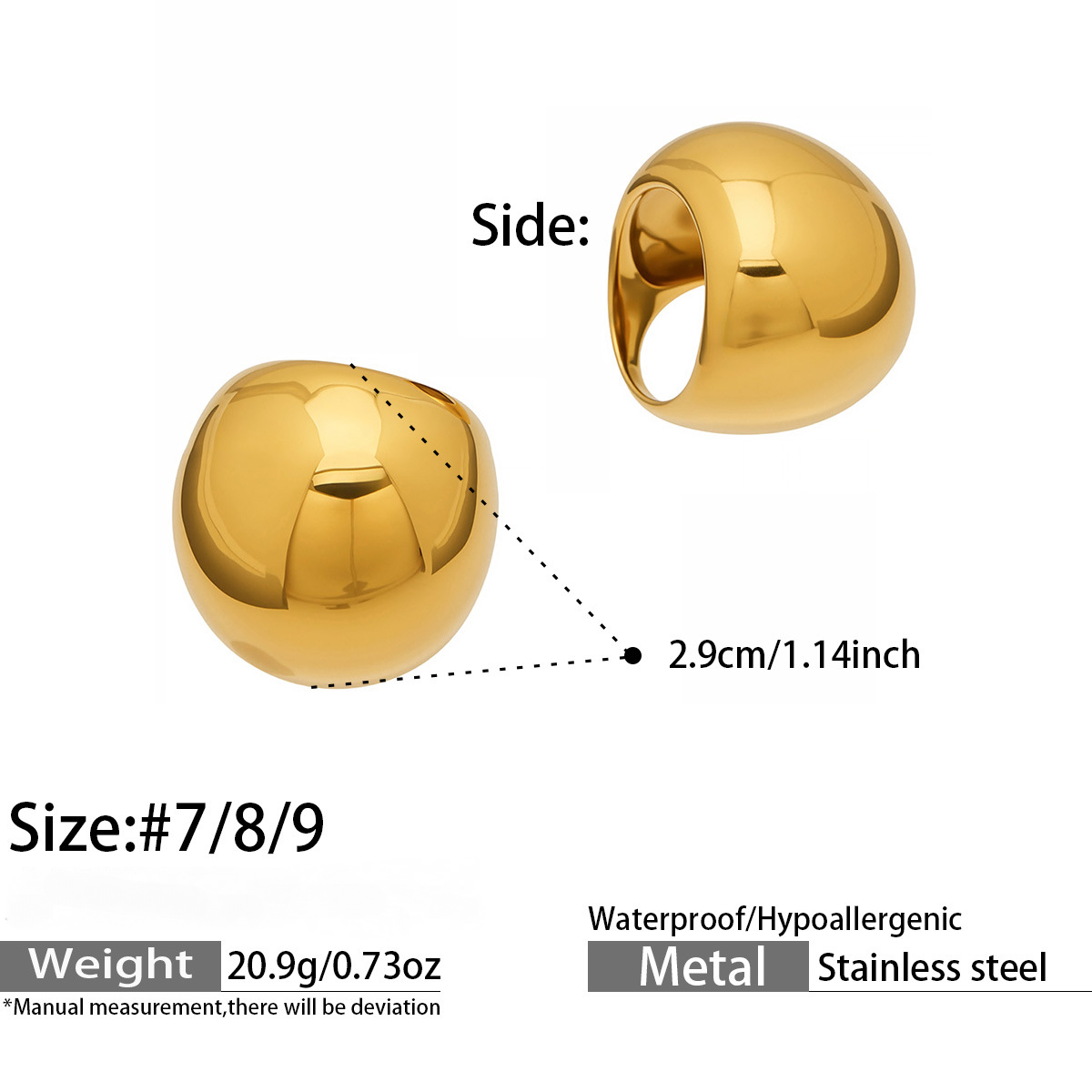 Stainless Steel Polished and Carved Oval Ring