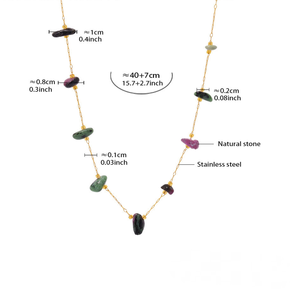 Stainless Steel Irregular Crushed Natural Stone Necklace