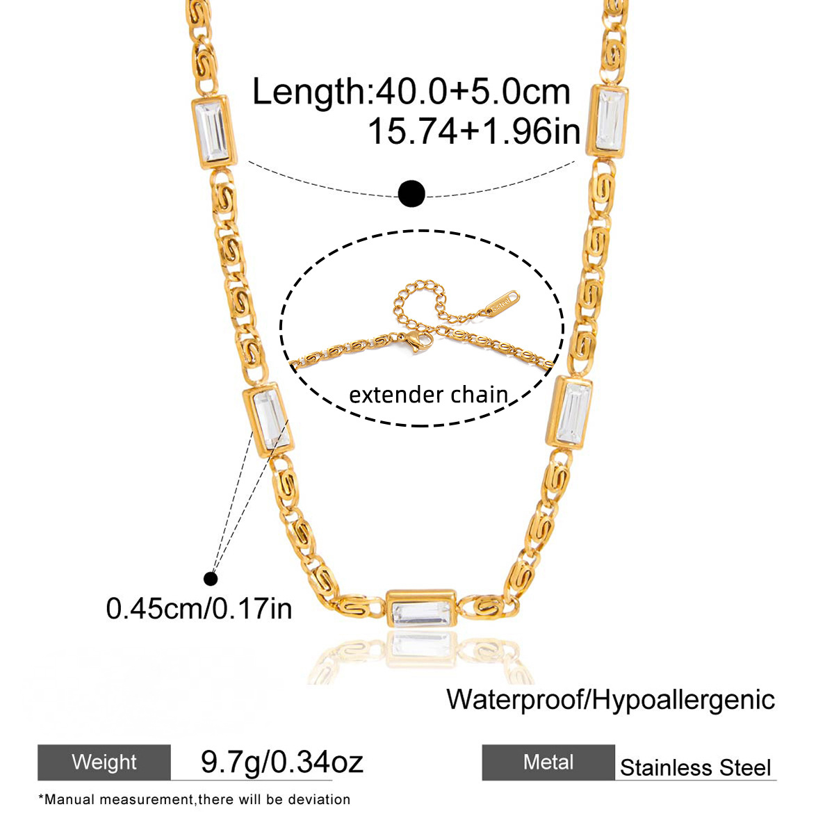 Stainless Steel Cubic Zirconia Clavicle Necklace