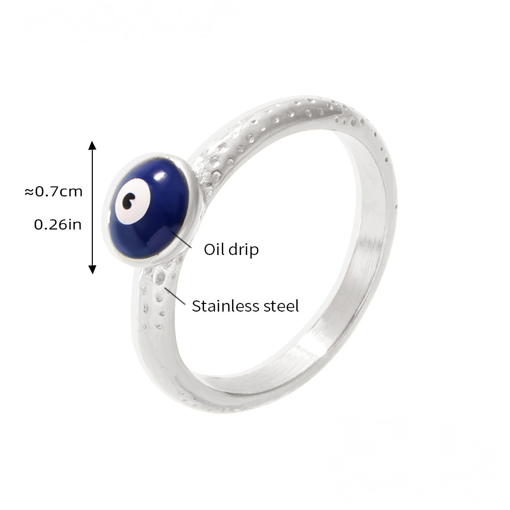 Stainless Steel Blue Eyes Oil Drop Ring