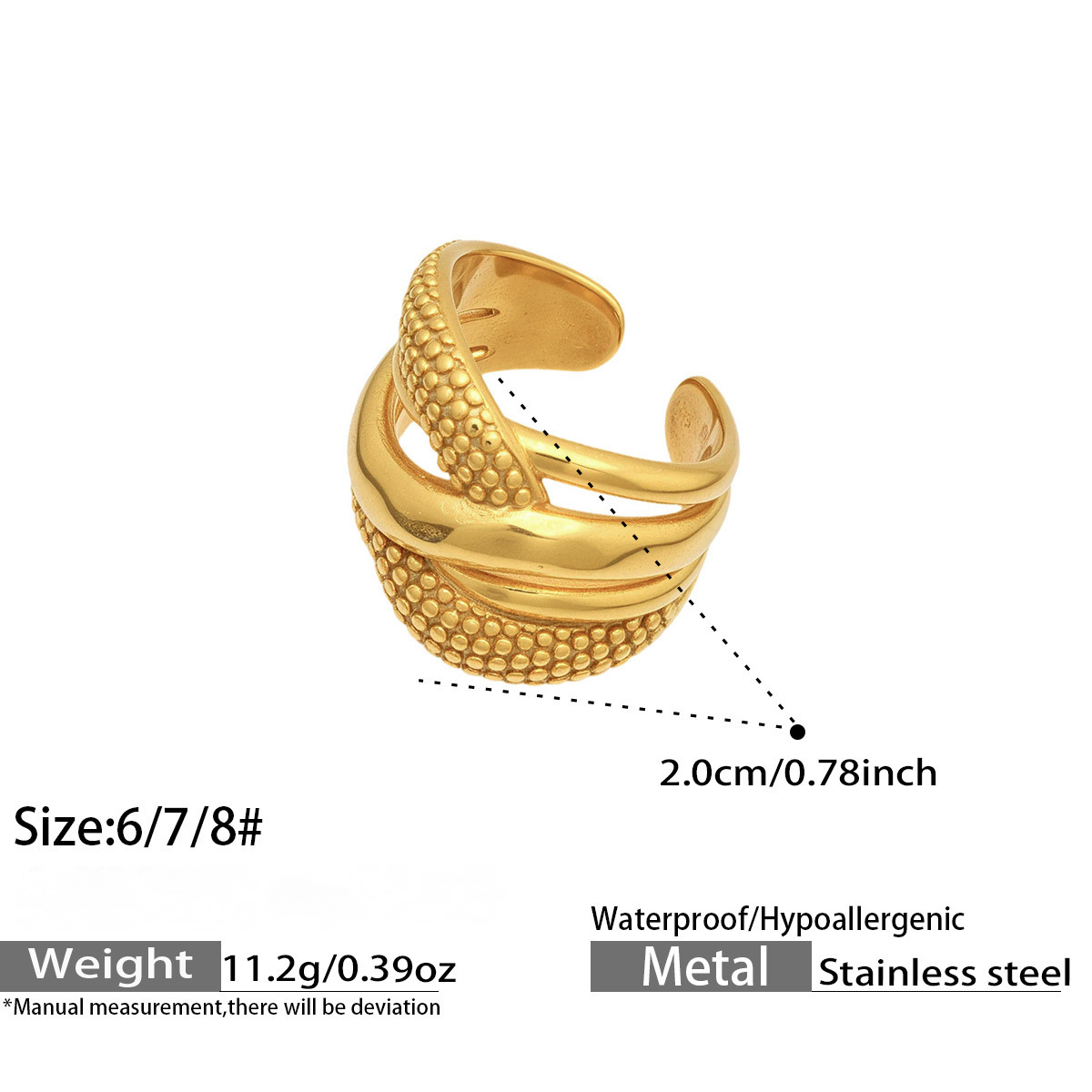 Stainless Steel Multi-layer Hollow-out Exaggerated Ring