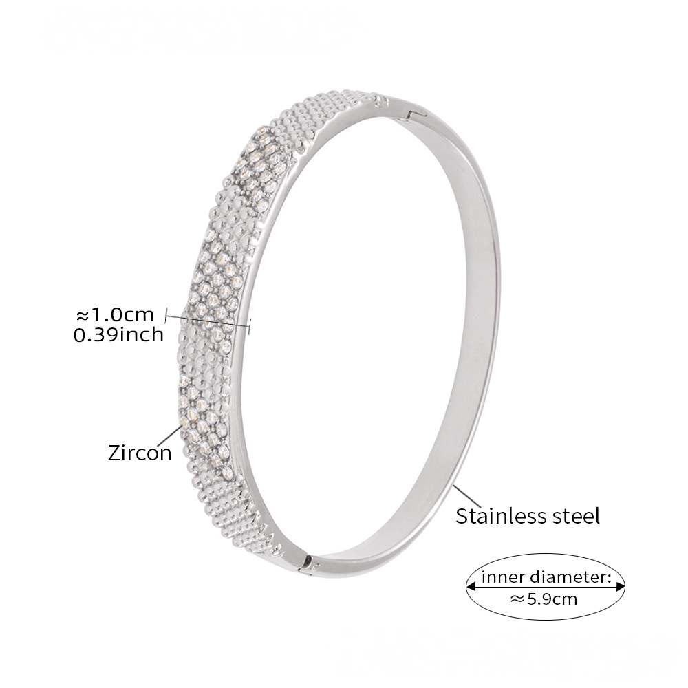 Stainless Steel 18K Gold PVD Cubic Zirconia Buckle Bracelet