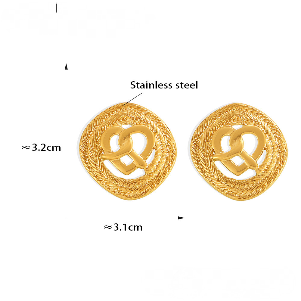 Stainless Steel Heart Knotted Hollow Stud Earrings