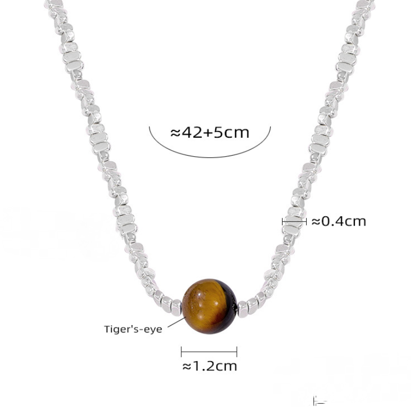 Tiger Eye Stone Pendant Irregular Square Chain Necklace