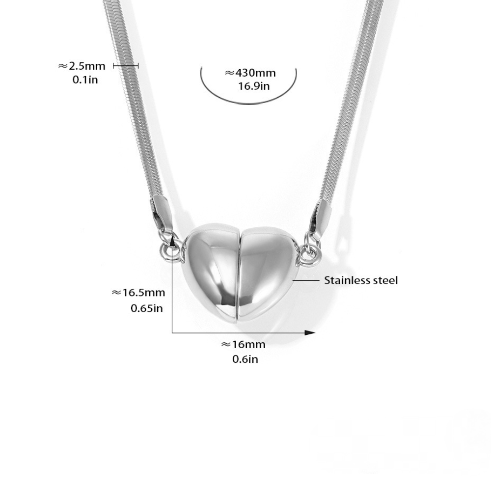 Detachable Heart Pendant Stainless Steel Necklace