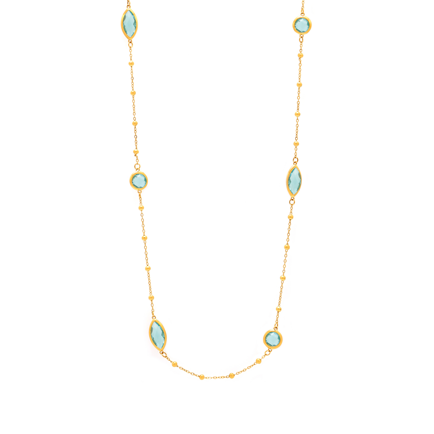 Transparent Cut Glass Small Steel Ball Long Necklace