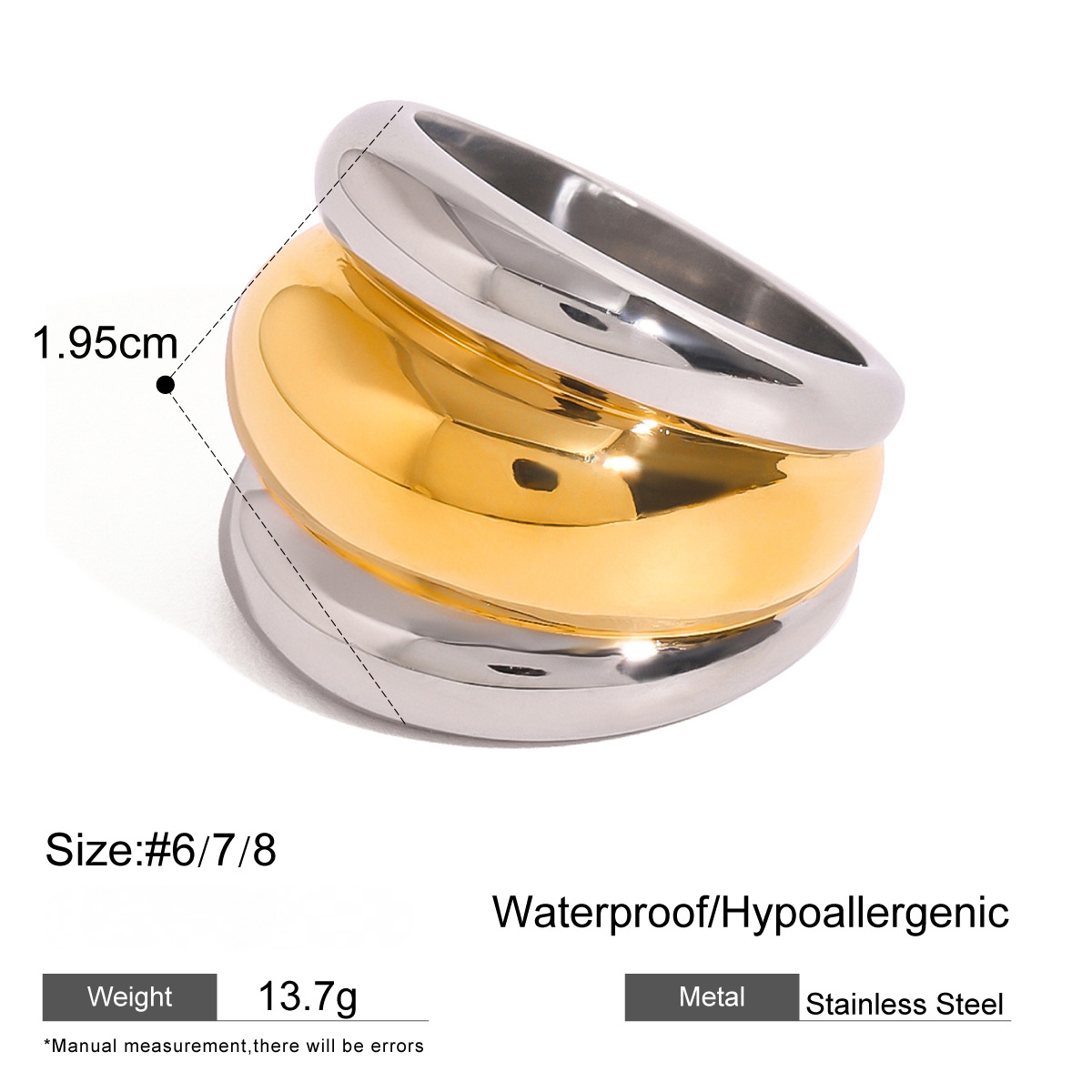 Stainless Steel Exaggerated Cubic Zirconia Ring