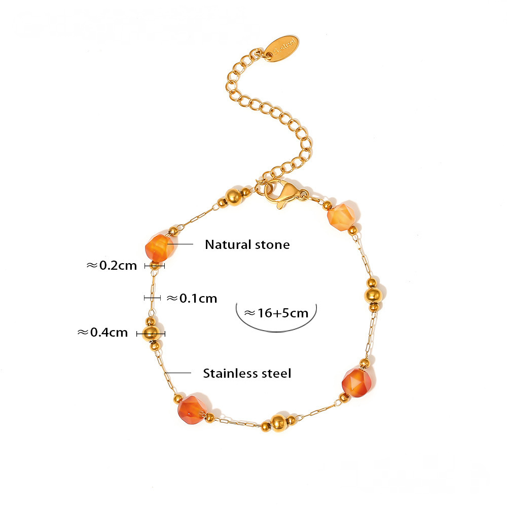 Red White Natural Stone Beaded Necklace Bracelet Jewelry Suit