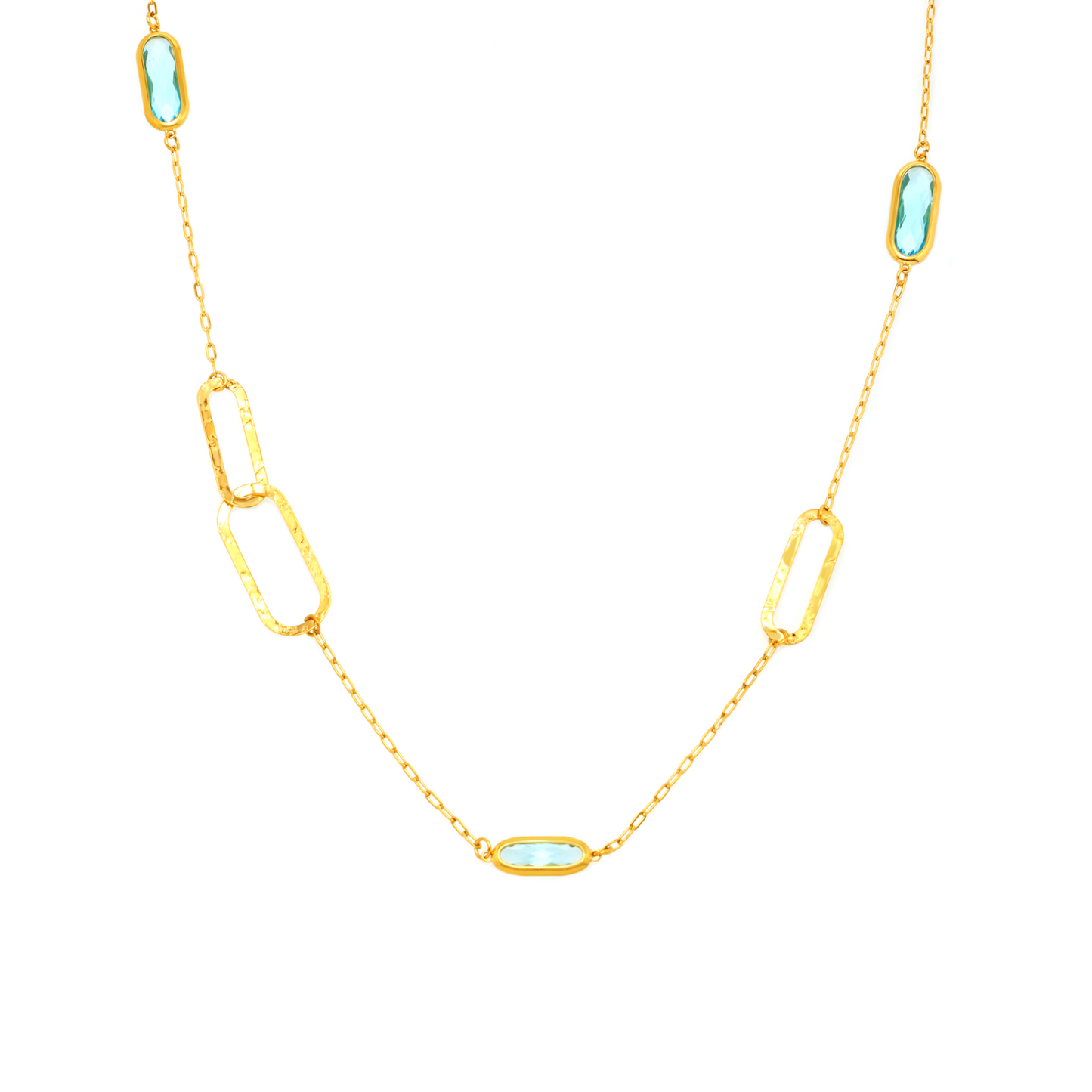 Stainless Steel Double-layer Glass Geometric Necklace