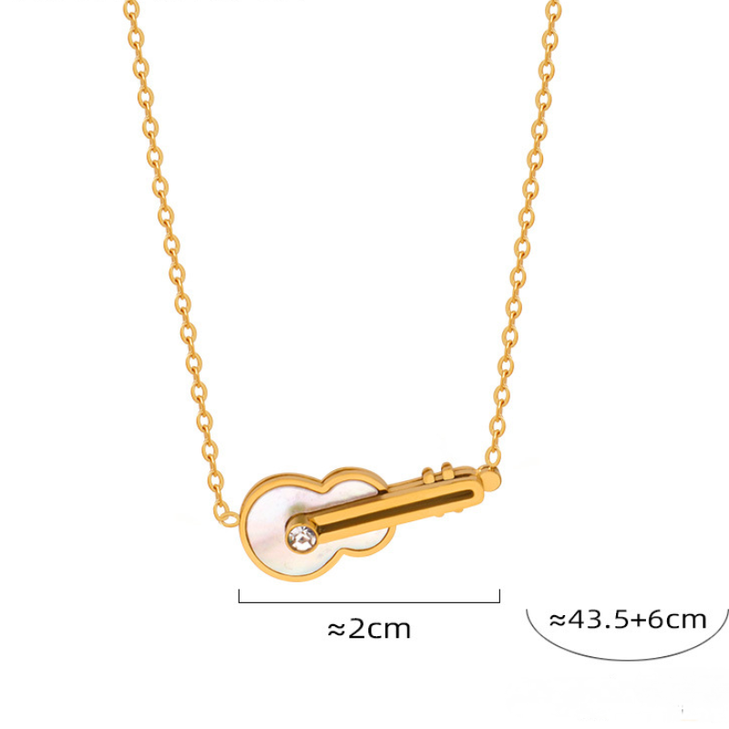 Stainless Steel Violin Pendant Necklace