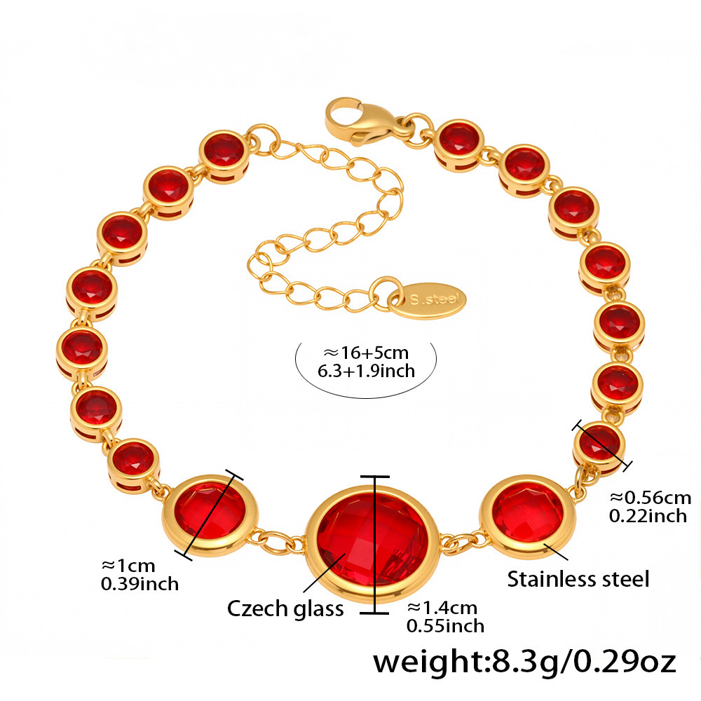 Stainless Steel 18K Gold PVD Czech Glass Bracelet