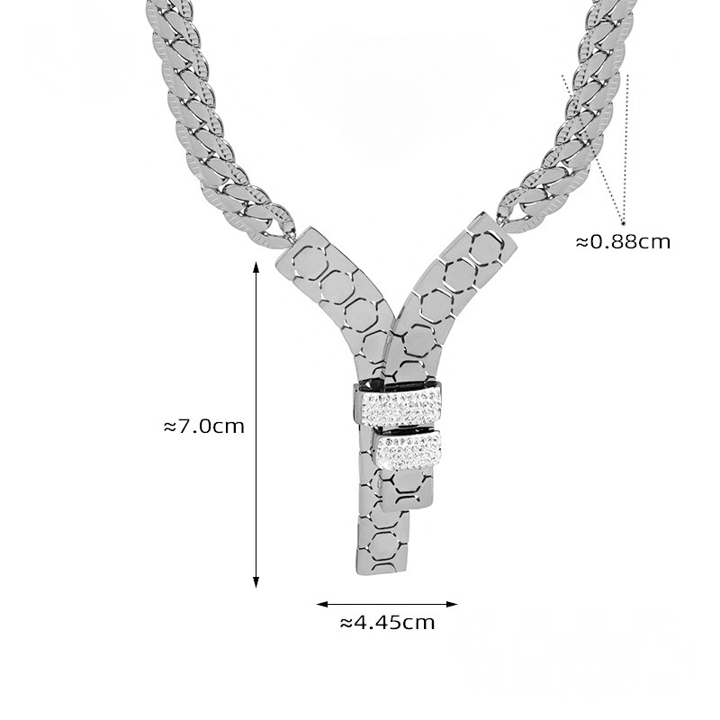Stainless Steel Y-shaped Pendant Cubic Zirconia Necklace