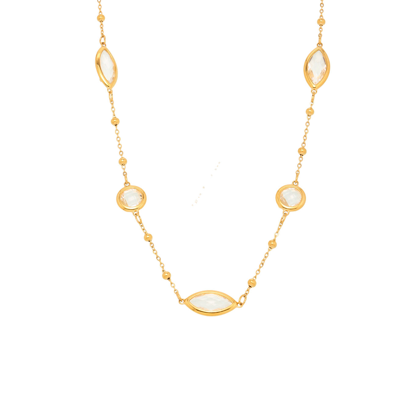 18K Gold PVD Cut Glass Small Steel Ball Necklace