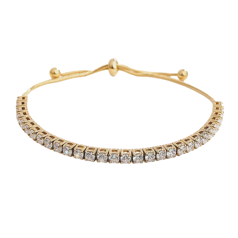 18K Gold PVD Adjustable Round CZ Tennis Bracelet
