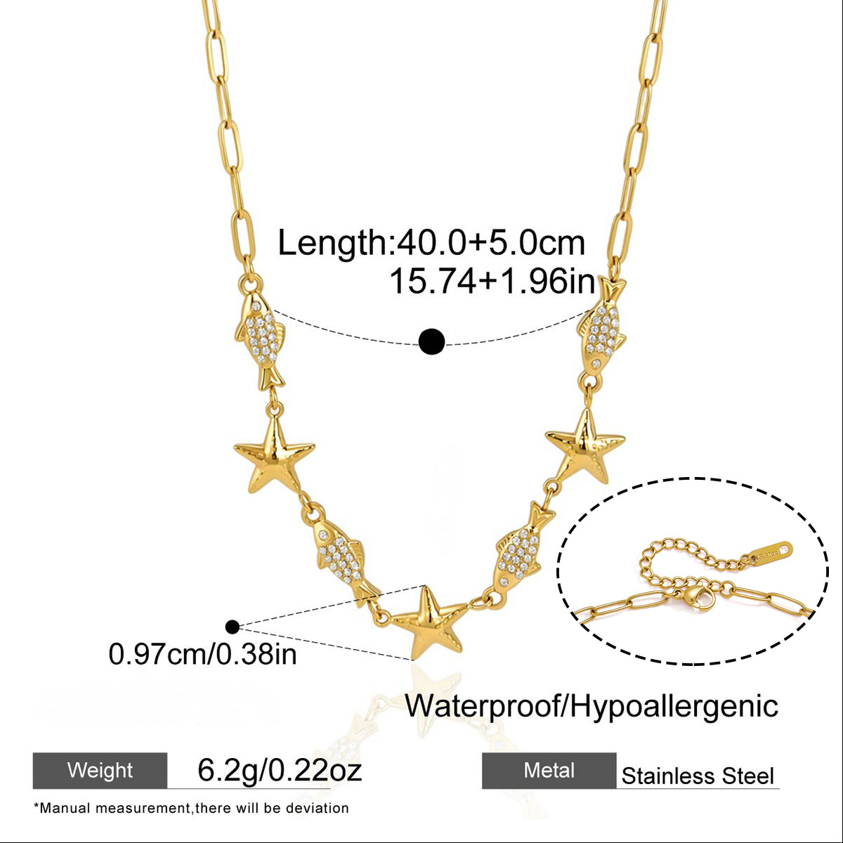 Stainless Steel White Rhinestone Turtle Lobster Shell Conch Starfish Necklace
