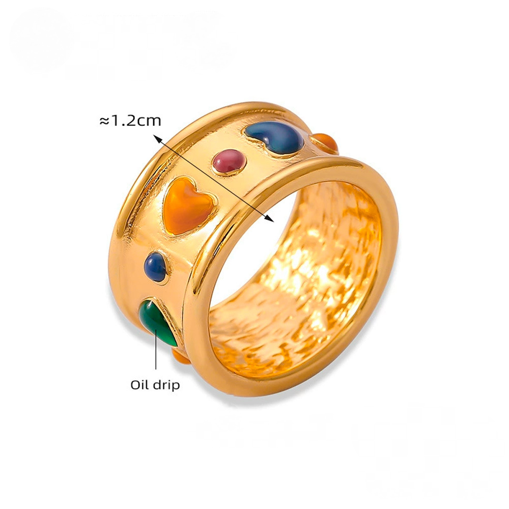 Stainless Steel Enamel Heart Ring