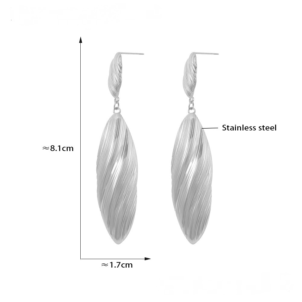 Stainless Steel Retro Textured Shell Drop Earrings