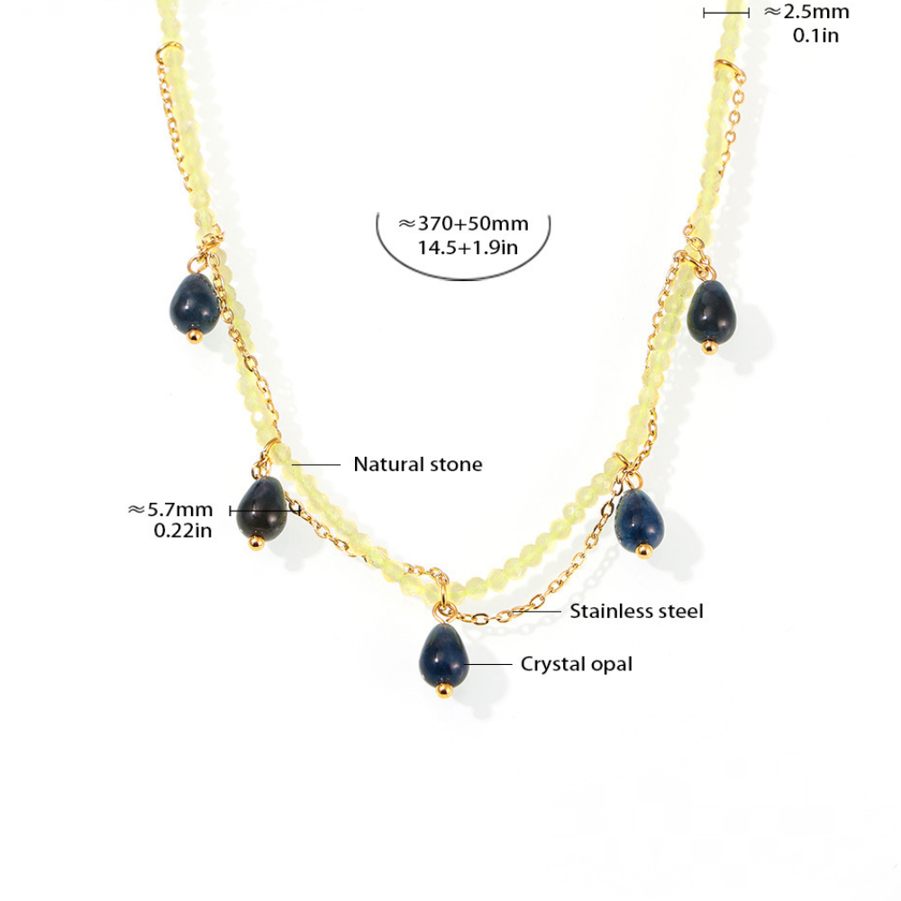 Crystal Opal Pendant Beaded Necklace