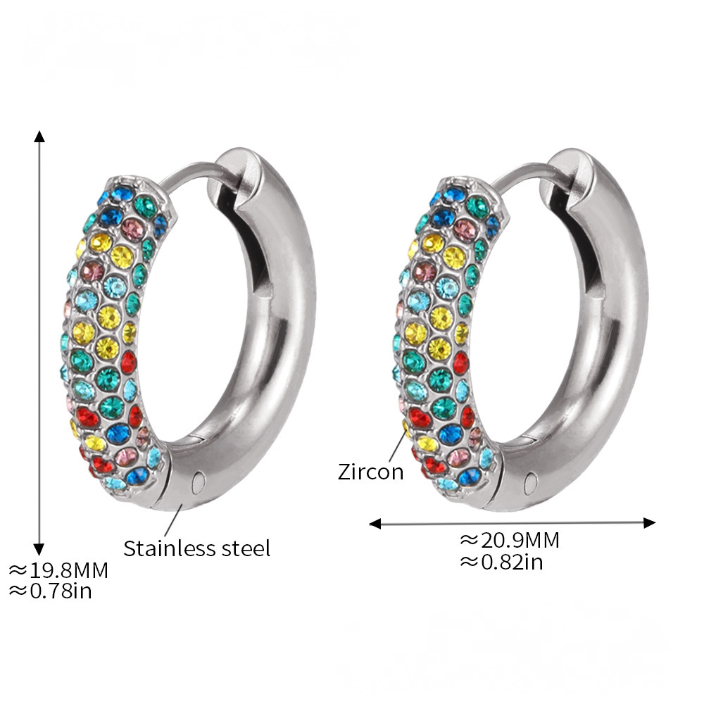 4mm Stainless Steel Cubic Zirconia Huggie Earrings