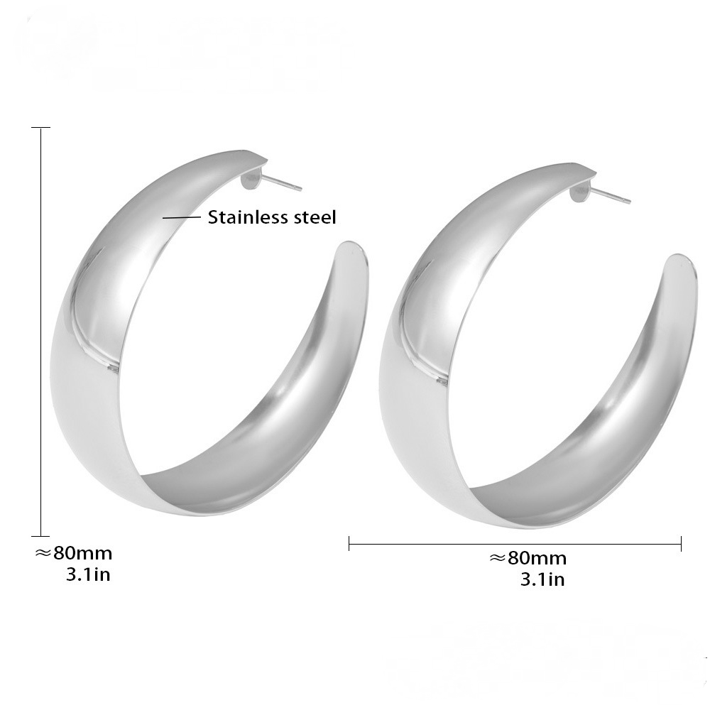 Stainless Steel Women's Multi-Size Hoop Polished Earrings